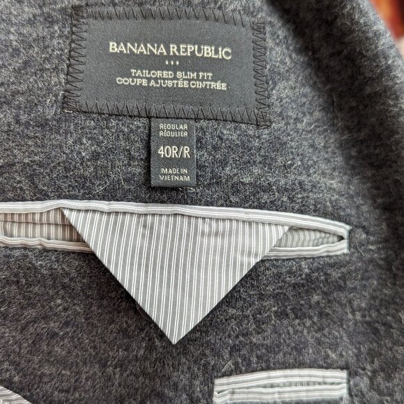 (NWOT) Banana Republic Tailored Slim Fit 40R Men's Med. Grey Wool Blend Jacket - Picture 8 of 15